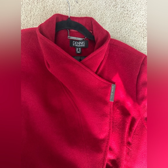 Dennis by Dennis Basso Red Wool-Blend Wrap Coat | Magnetic Closure | Size 18W - Picture 6 of 12